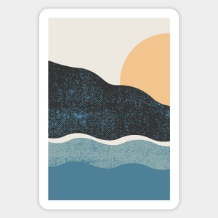 Ocean Lovers - Nature Lovers - Landscape Art - Mountains Hiking - Sunset Adventure - Blue Lagoon - Seaside Art - Sunrise Mountains Sticker